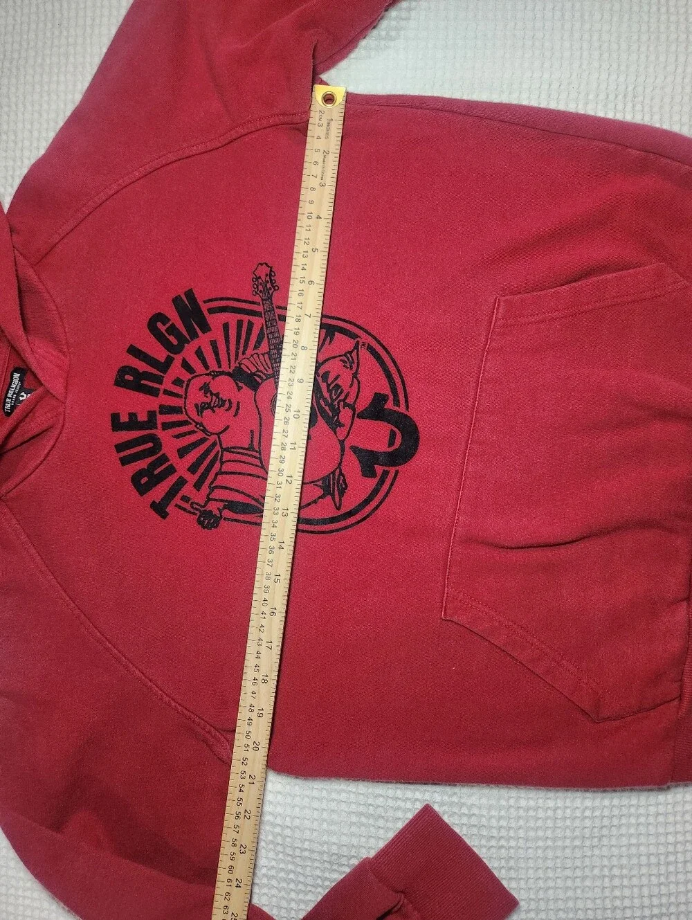 True Religion Red Hoodie with Black Graphic Size M
